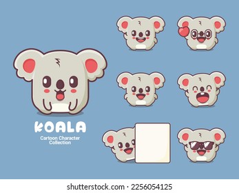 cute koala cartoon. animal vector illustration with different expressions