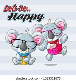 Cute koala. cartoon character. Hand drawn vector illustration. - Vector