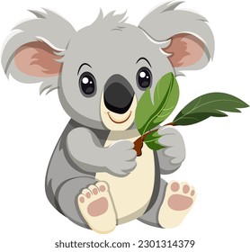 Cute koala cartoon character isolated illustration