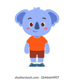Cute Koala Cartoon Character Standing Isolated on White Background Illustration
