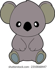 Cute Koala cartoon. Koala clipart vector illustration