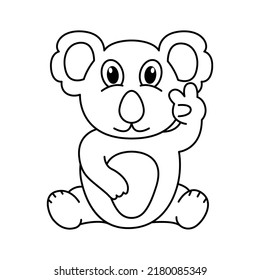 Cute koala cartoon coloring page illustration vector. For kids coloring book.