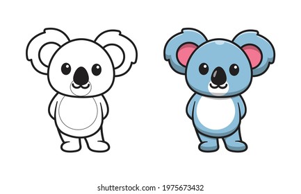 Cute koala cartoon coloring pages