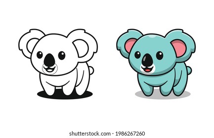 Cute koala cartoon coloring pages for kids