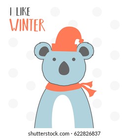 Cute Koala Cartoon Design Vector Illustration