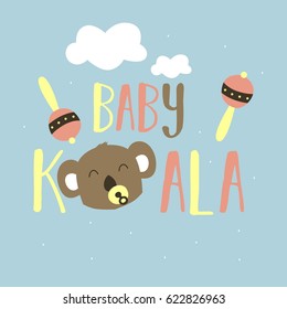 Cute Koala Cartoon Design Vector Illustration
