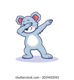 Cute koala cartoon with dubbing pose