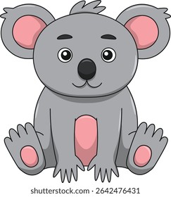 Cute koala cartoon. Flat vector illustration. Wild life animals. Cute animal on white background