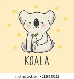 Cute Koala cartoon hand drawn style