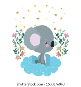 Cute koala cartoon over cloud design, Animal zoo life nature character childhood and adorable theme Vector illustration