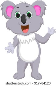 cute koala cartoon presenting