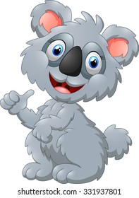 cute koala cartoon presenting