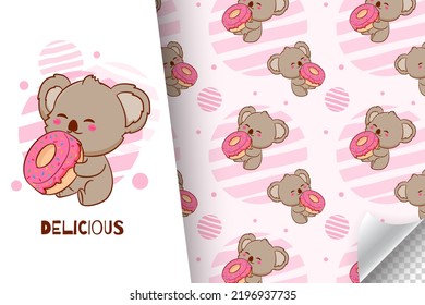 cute koala cartoon seamless pattern adorable animal character sticker fabric design