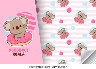 cute koala cartoon seamless pattern adorable animal character sticker fabric design