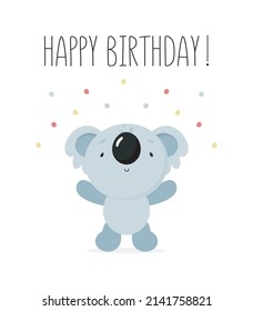 Cute Koala. Cartoon style. Vector illustration. For kids stuff, card, posters, banners, children books, printing on the pack, printing on clothes, fabric, wallpaper, textile or dishes.