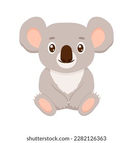 Cute koala in cartoon style. Vector baby animal isolated on white background.