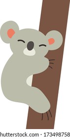 Cute Koala Cartoon, Vector illustration Koala on a white background. Drawing for children