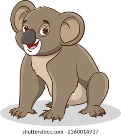 Cute koala cartoon vector illustration isolated on a white background.