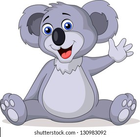 Cute koala cartoon waving hand