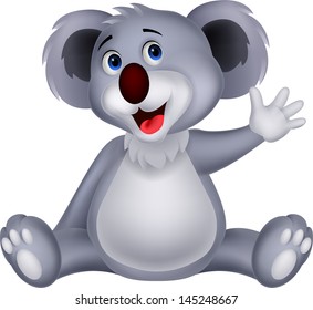 Cute koala cartoon waving hand