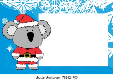 cute koala cartoon xmas frame picture background in vector format very easy to edit 