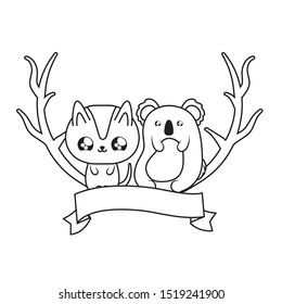 cute koala with cat animals baby kawaii