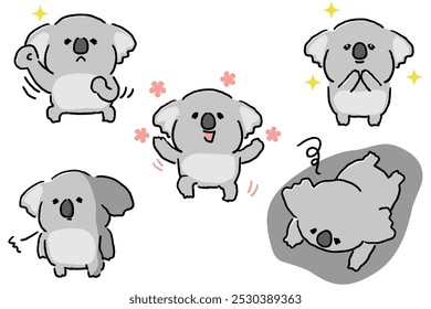 Cute koala character illustration set.