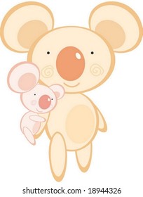 Carácter lindo koala aislado de fondo blanco: ilustración vectorial