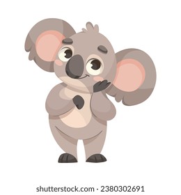 Cute Koala Character with Large Ears and Nose Vector Illustration