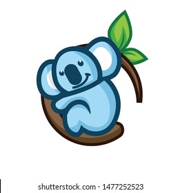cute koala character logo template