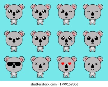 cute koala character set vector design