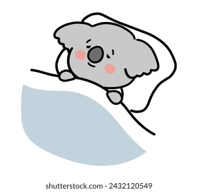 Cute koala character sleeping soundly.