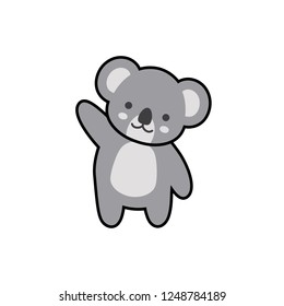 cute koala character vector design, greeting card, invitation, greeting card, poster, with cute, cartoon hand drawn watercolor background