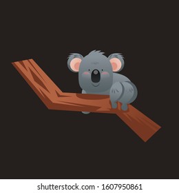 Cute Koala Character, vector illustration, isolated on background