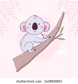 Cute koala character vector illustration. 
