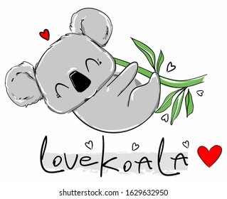 Cute koala. Children's design print for textiles, t-shirts, banner, background, nursery. Vector illustration.