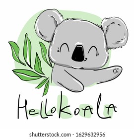 Cute koala. Children's design print for textiles, t-shirts, banner, background, nursery. Vector illustration.