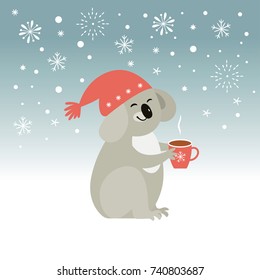 Cute Koala, Christmas Illustration