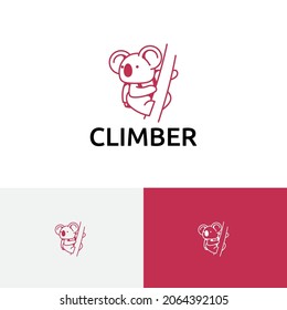 Cute Koala Climber Marsupial Animal Nature Line Logo