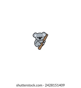 Cute koala climbing a tree cartoon, vector illustration