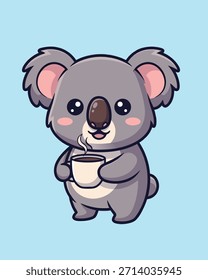 Cute Koala with a Coffee Mascot