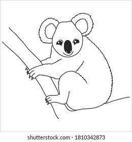 Cute koala. Coloring book for children. Vector illustration isolated on white background.