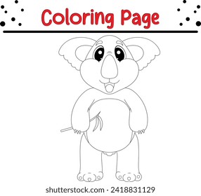 cute koala coloring book for kids. Wild animal coloring pages for children