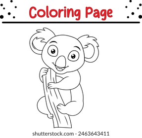 cute koala coloring page for kids. Animal coloring book for children