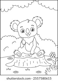 Cute koala coloring page for kids book