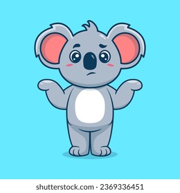 Cute koala confused cartoon vector icon illustration