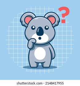 Cute Koala With Confused Face Vector Illustration. Flat Cartoon Style.