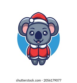 Cute Koala Creative Christmas Cartoon Mascot Logo