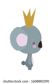 Cute koala with crown design, Animal zoo life nature character childhood and adorable theme Vector illustration