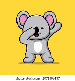 Cute Koala Dabbing Cartoon Vector Icon Illustration. Animal Nature Icon Concept Isolated Premium Vector. Flat Cartoon Style